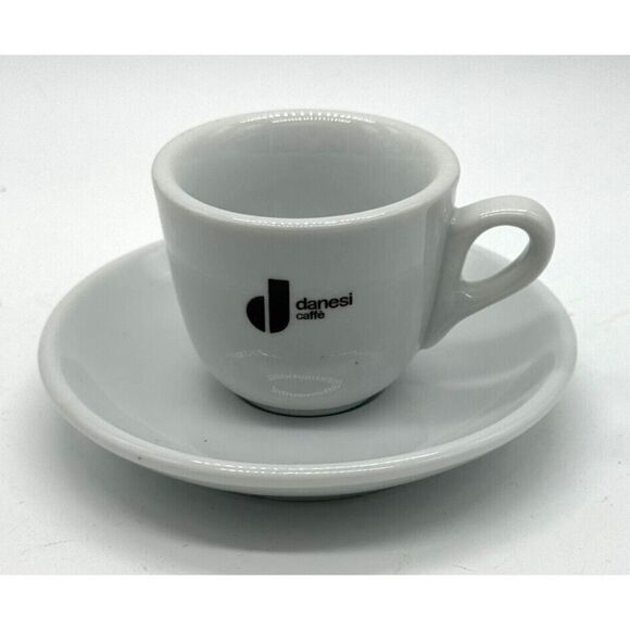 Espresso Cup Italian Danesi Collection Coffee Demitasse Cup & Saucer Plate White - Picture 1 of 3